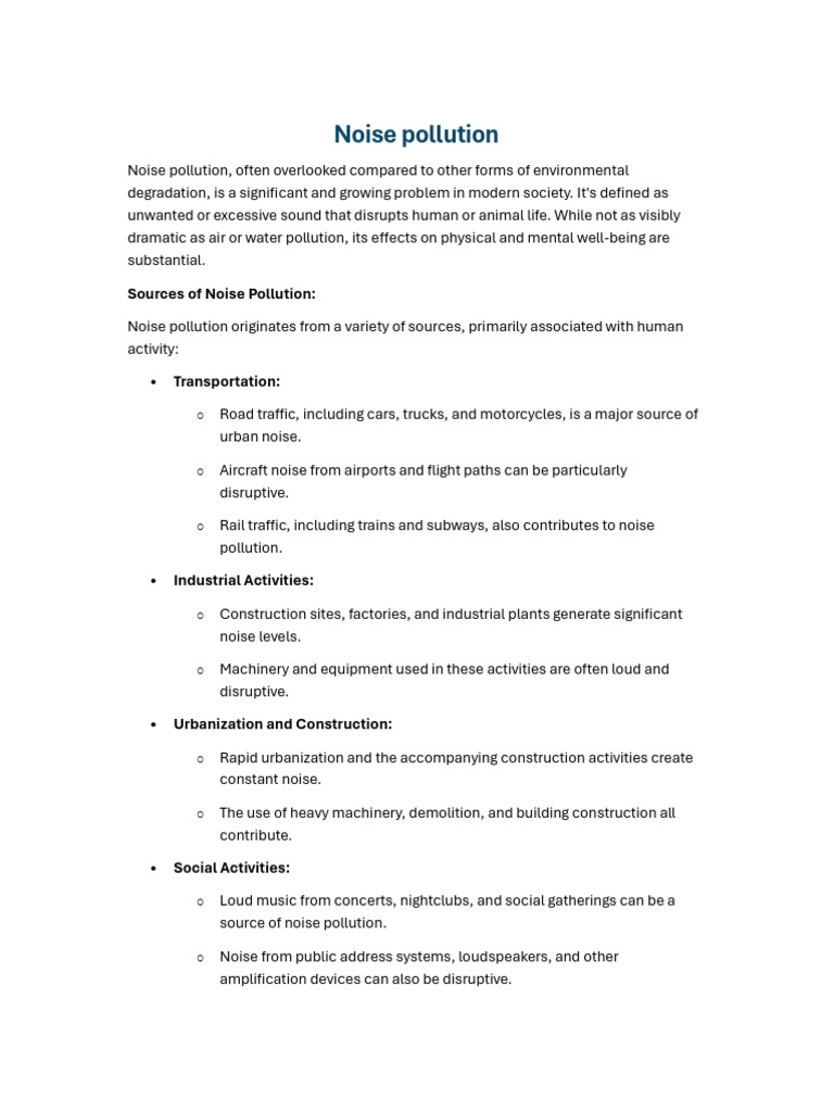 Noise Pollution Essay Pdf Noise Tinnitus