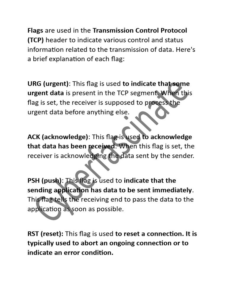 TCP Flags Explained: Control and Status | PDF