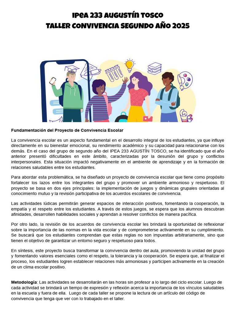 Proyecto de Convivencia Escolar 2025 | PDF | Las emociones | Sicología