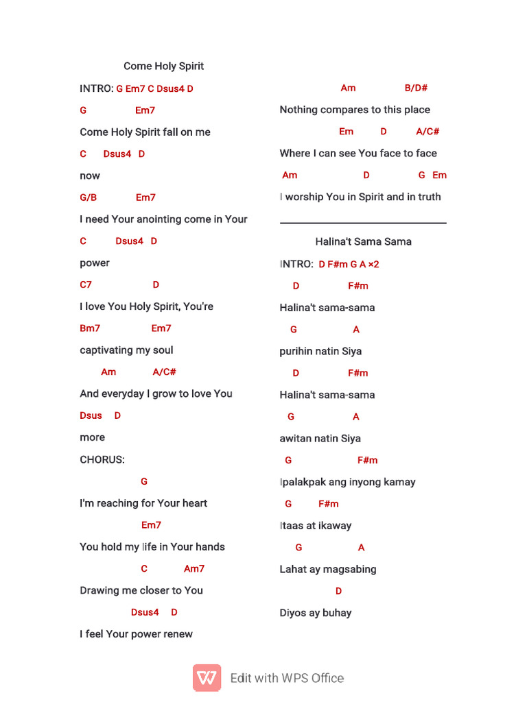 Song Lineup | PDF