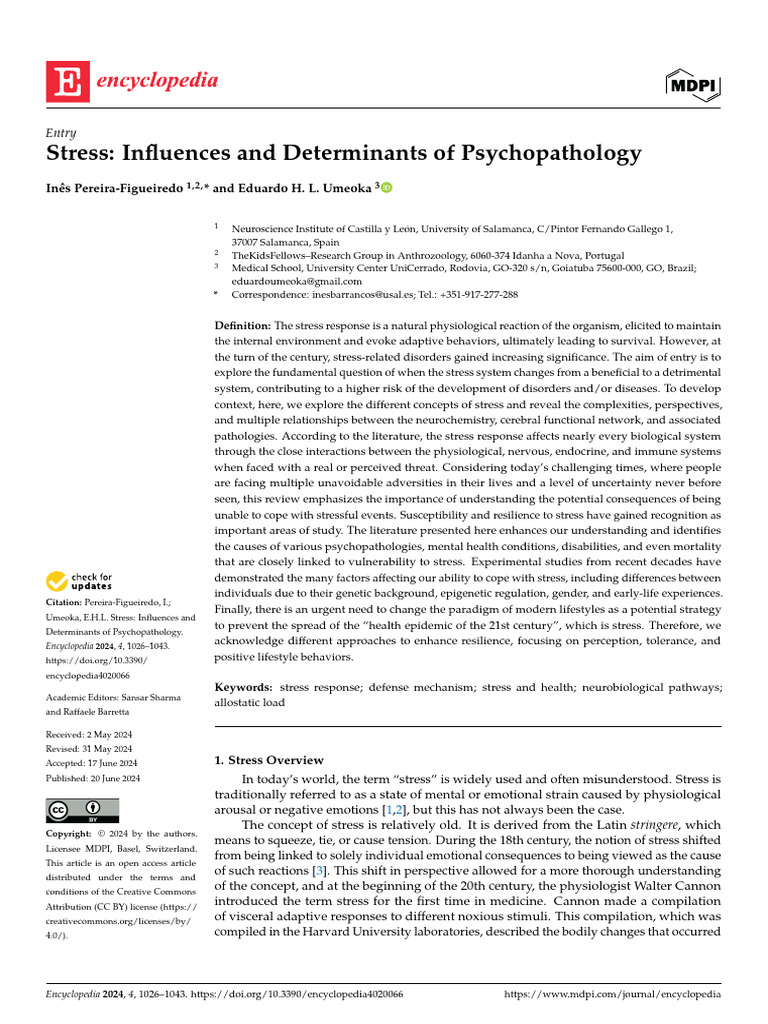 Stress Influences and Determinants of Psychopathol | PDF | Stress ...