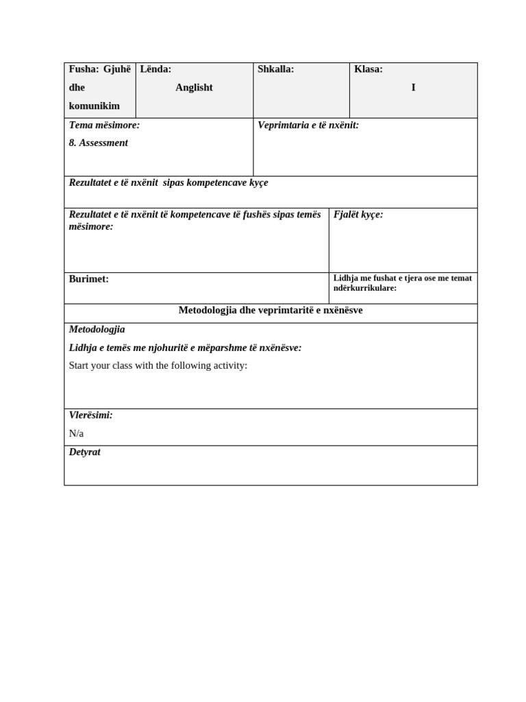 Lesson Plan No 8 | PDF