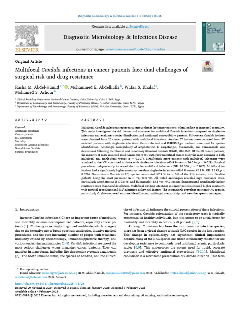 Multifocal Candida Infections in Cancer Patients Face Dual Challenges ...