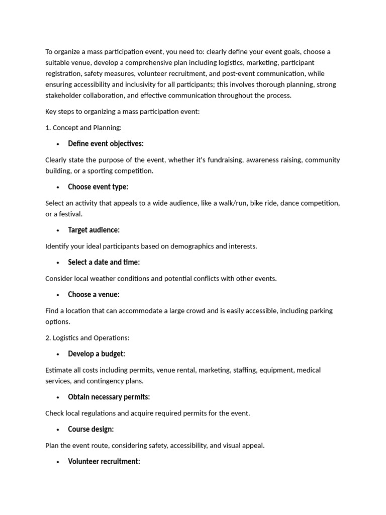 To Organize A Mass Participation Event | PDF | Marketing | Accessibility