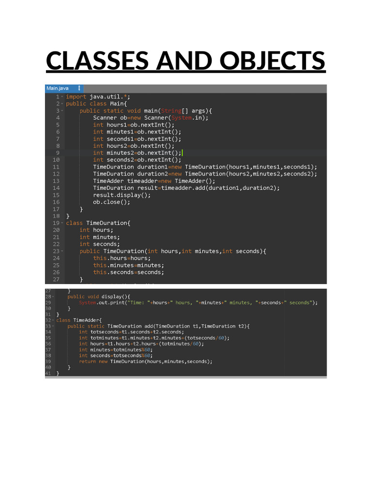 CLASSES AND OBJECTS Java | PDF