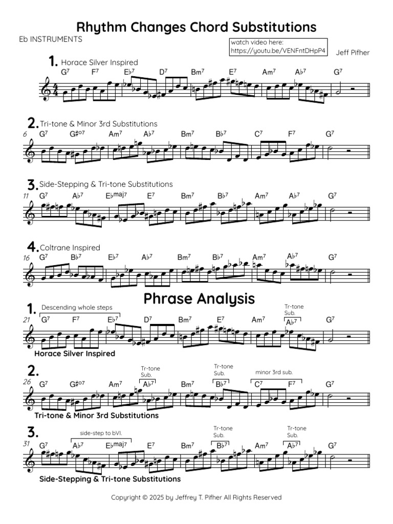 Rhythm Chnages Chord Substitutions - Eb Instruments | PDF