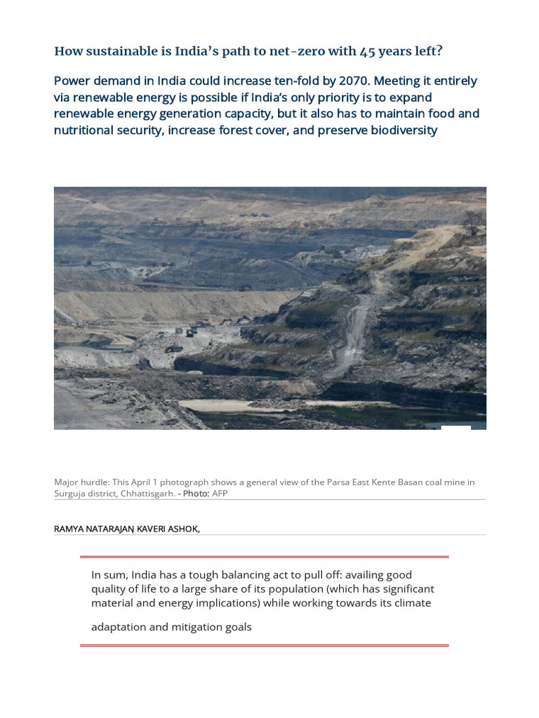 India's Net-Zero Challenge by 2070 | PDF | Climate Change Mitigation ...