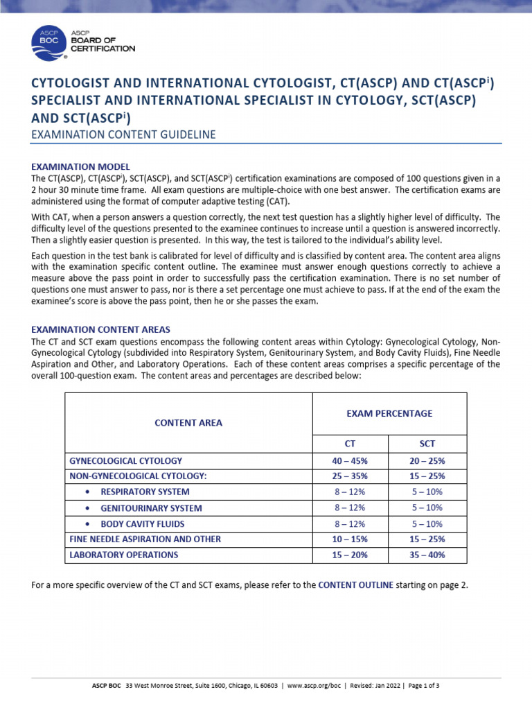 Cytology Certification Exam Guidelines | PDF | Cytopathology | Neoplasms