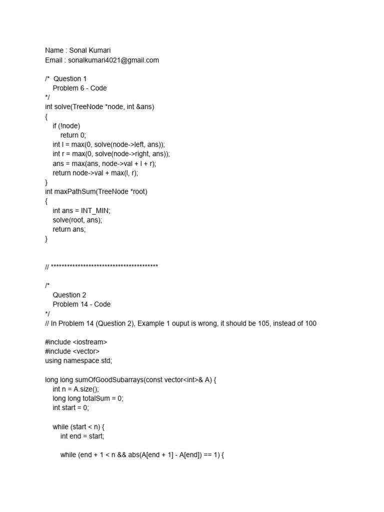 C++ Solutions for Tree and Array Problems | PDF