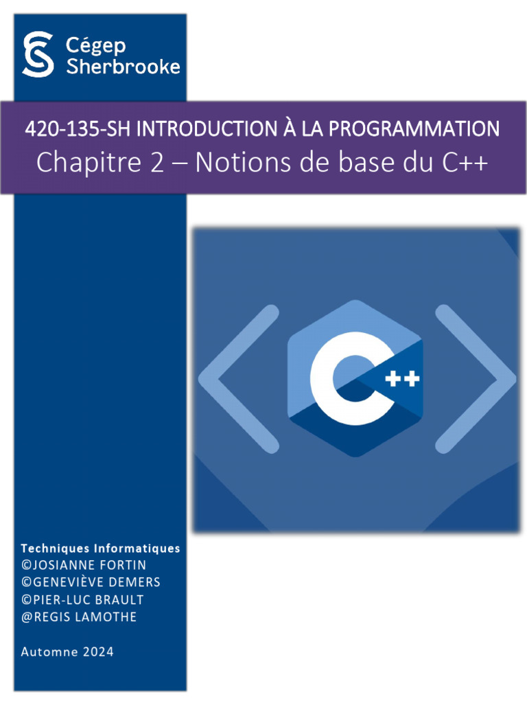 Notions de base du C++ en programmation | PDF | Programmation ...