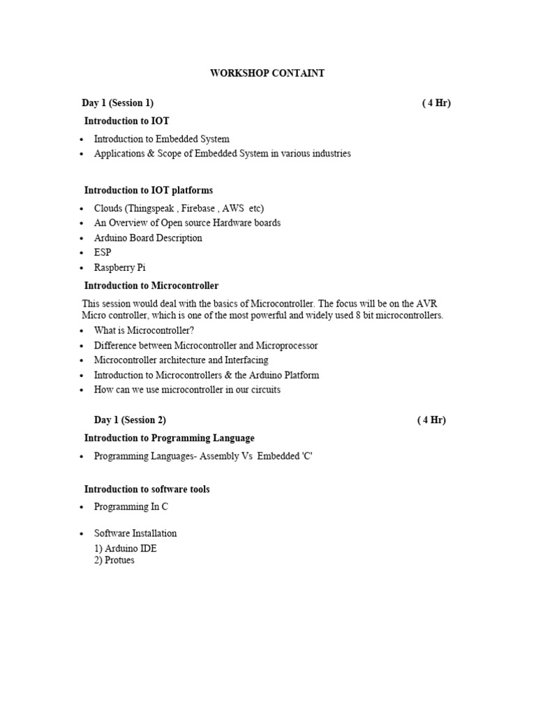 IoT and Embedded Systems Workshop | PDF | Microcontroller | Embedded System