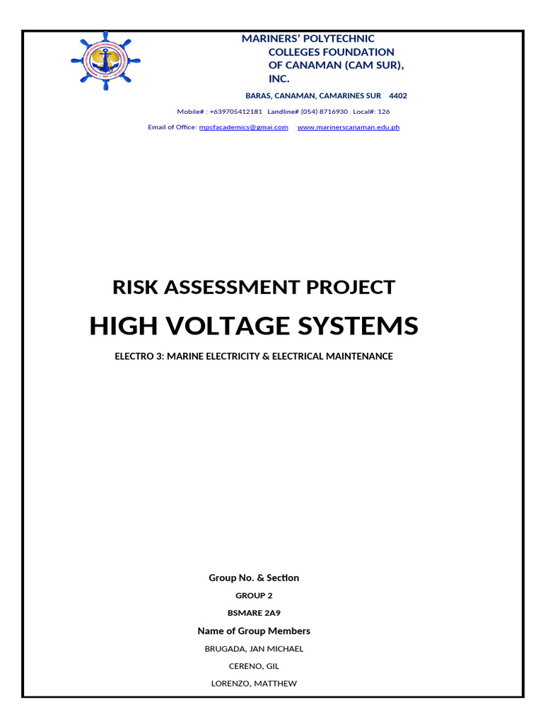 High Voltage Systems Risk Assessment | PDF | High Voltage | Insulator ...