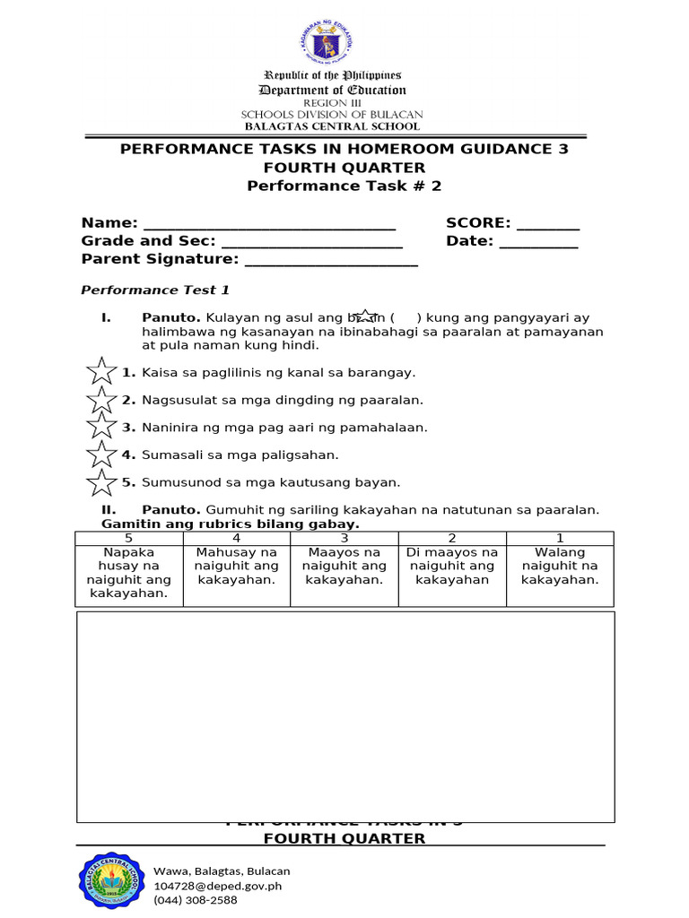 Q4 2ND Performance Test All Subjects | PDF