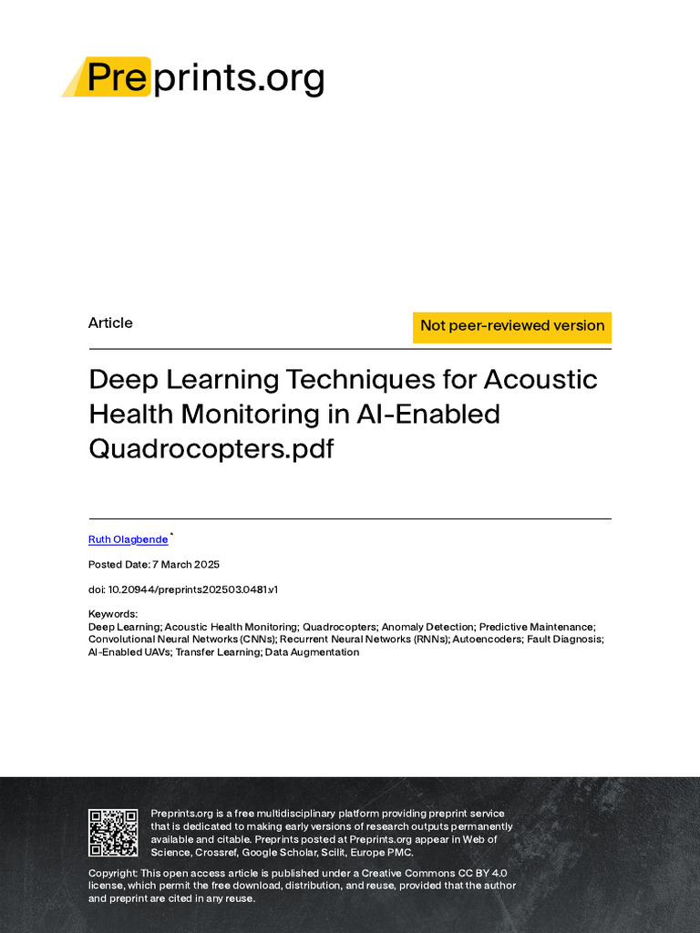 Deep Learning for Quadrocopter Health Monitoring | PDF | Deep Learning ...