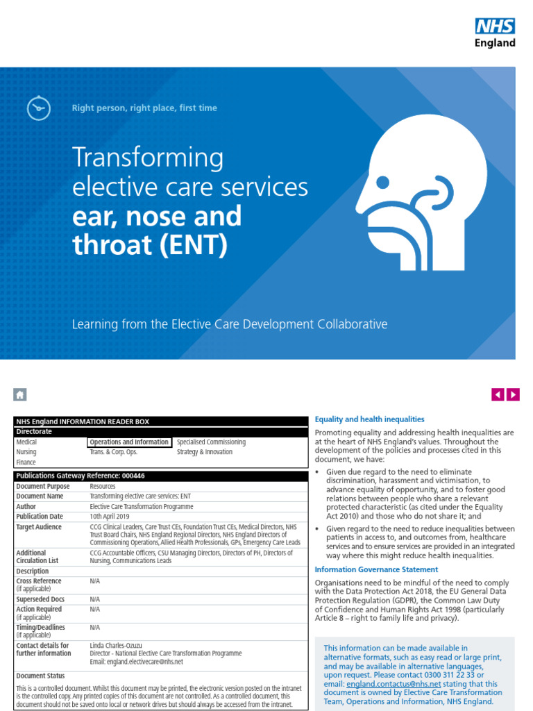 Transforming ENT Elective Care Services | PDF | Health Care | National ...