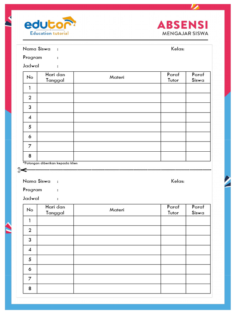 (EDUTOR) Format Absen 8x | PDF