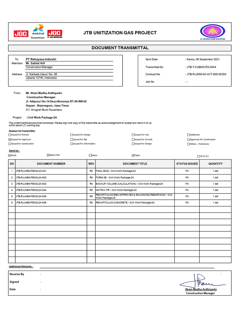 JTB Unitization Gas Project Transmittal | PDF