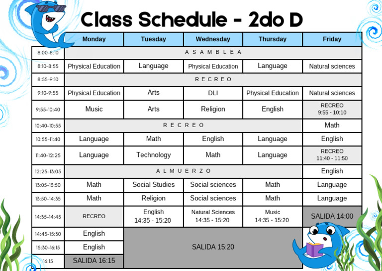 2do D Class Schedule Overview | PDF