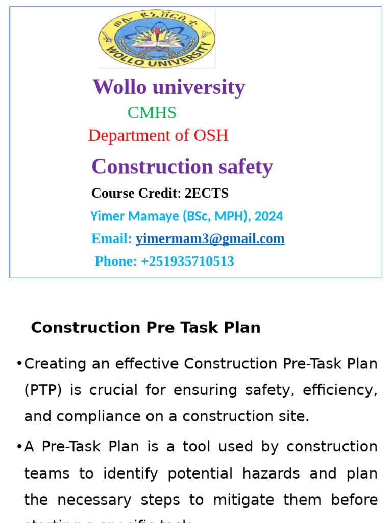 Construction Safety Pre-Task Planning Guide | PDF | Occupational Safety ...
