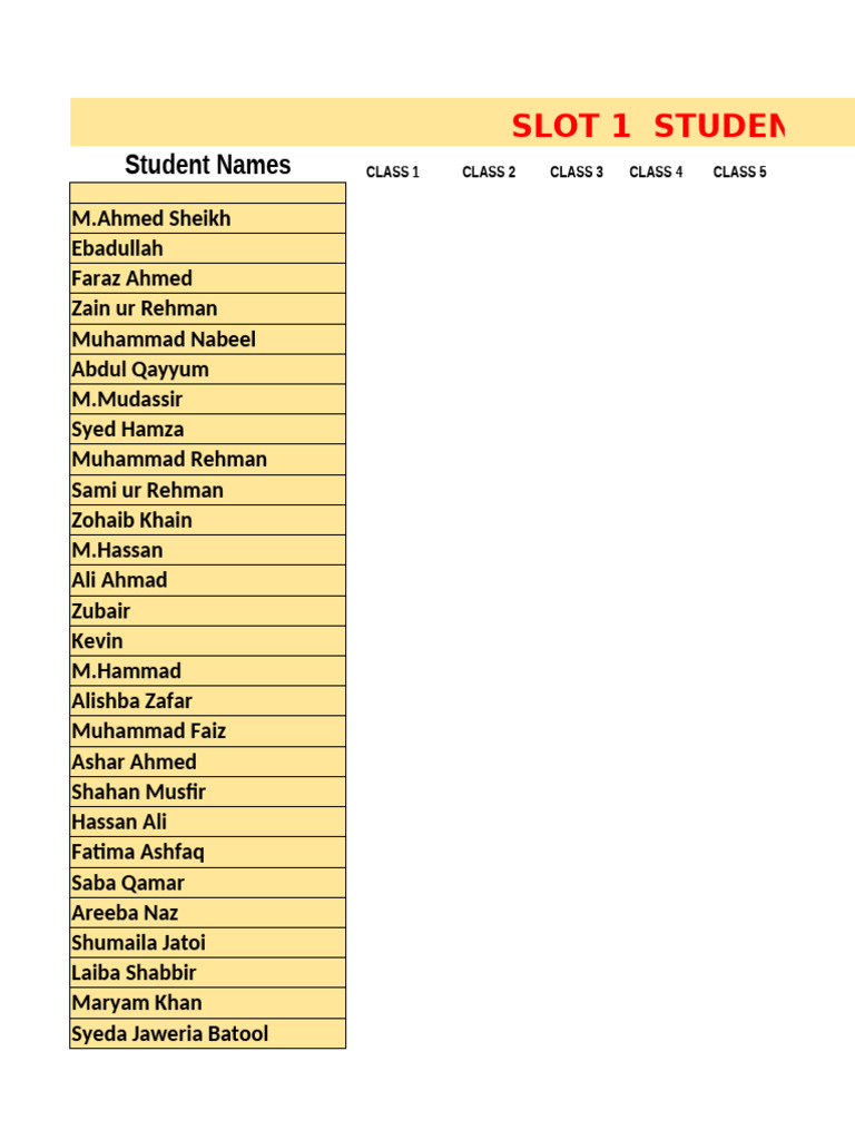 Final Slot 1 Students | PDF