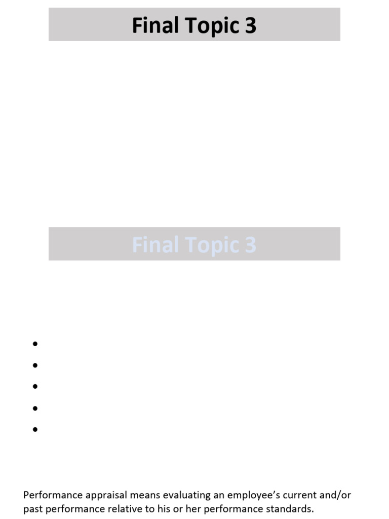 Final Topic 3 and 4 - Performance Appraisal and Strategic Pay | PDF ...