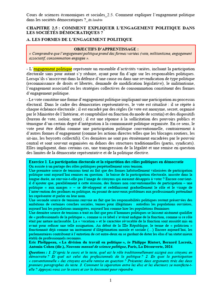 Engagement politique en démocratie | PDF | Boycott, désinvestissement ...