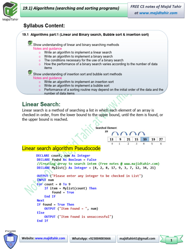 19.1 Algorithm Searchinmg and sorting | PDF | Time Complexity | Algorithms