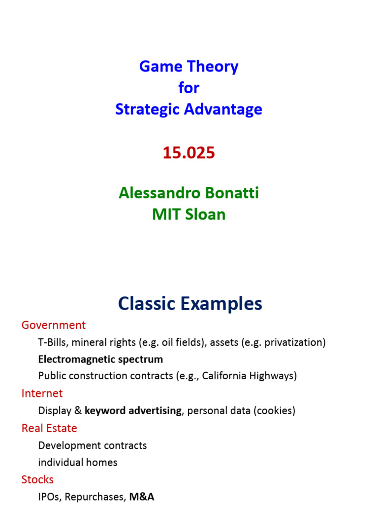 Game Theory Strategies for Bidding | PDF | Mathematical And ...