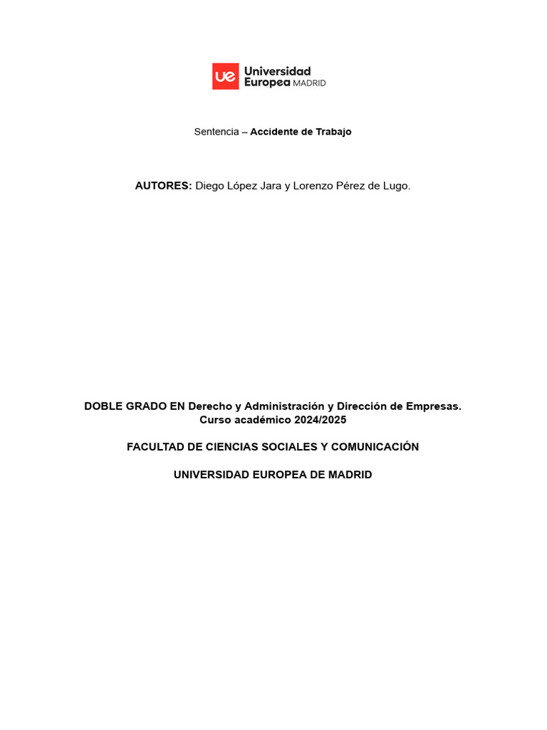 DT. Sentencia Accidente Laboral | PDF | Suicidio | Derecho laboral