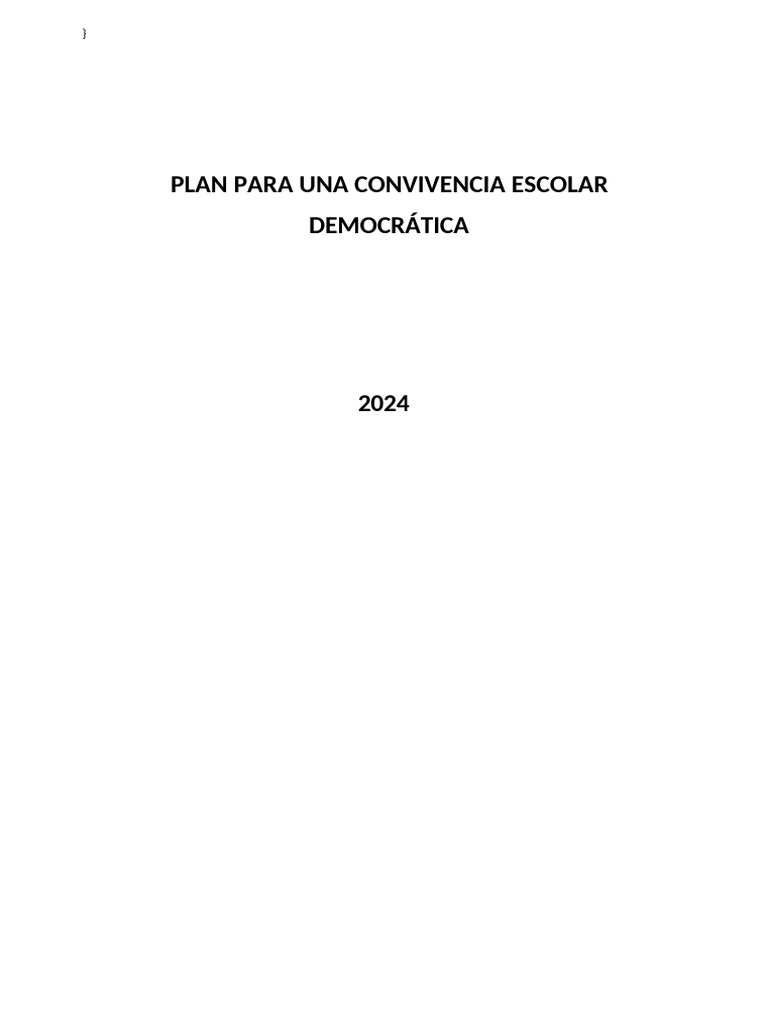 Plan de Convivencia Escolar 2024 | PDF | Violencia | Escuelas