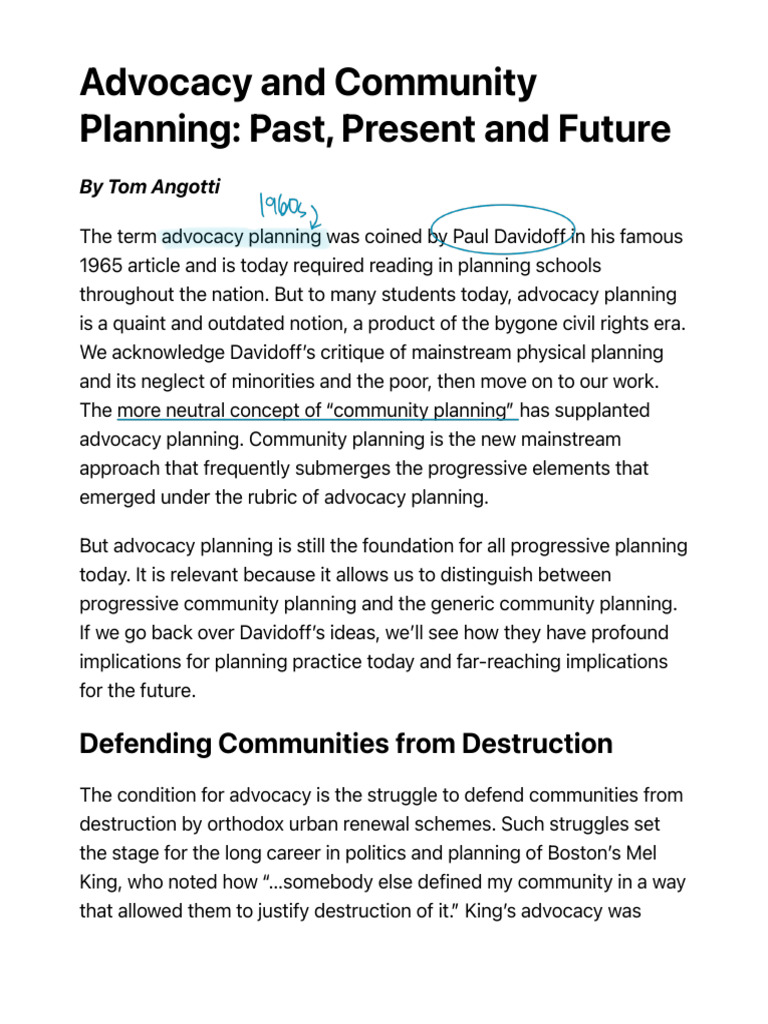 Advocacy Planning: Past and Future Insights | PDF | Political Science