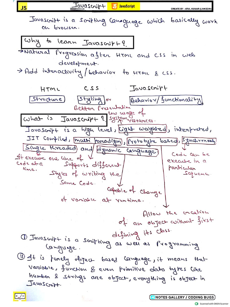 Javascript Full Notes Atul Kumar Pdf