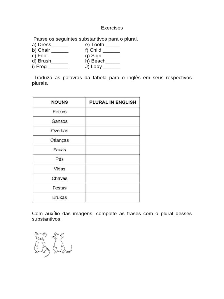 Exercícios de Plural em Inglês | PDF