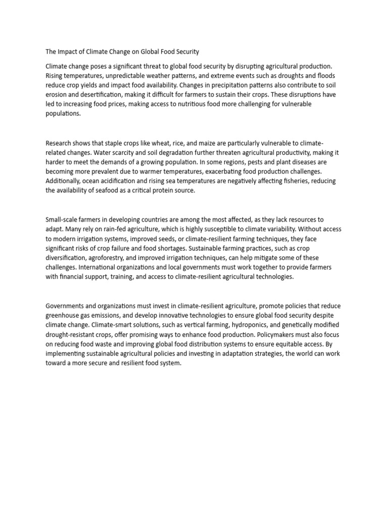 The Impact of Climate Change On Global Food Security | PDF ...