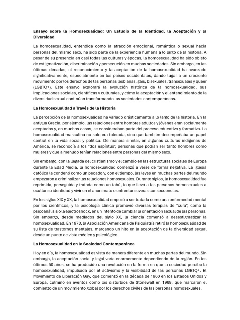 Historia y Aceptación de la Homosexualidad | PDF | Homosexualidad ...