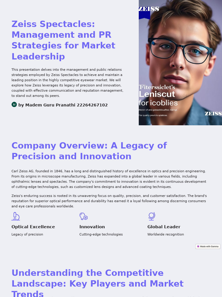 Zeiss Spectacles Management and PR Strategies For Market Leadership ...