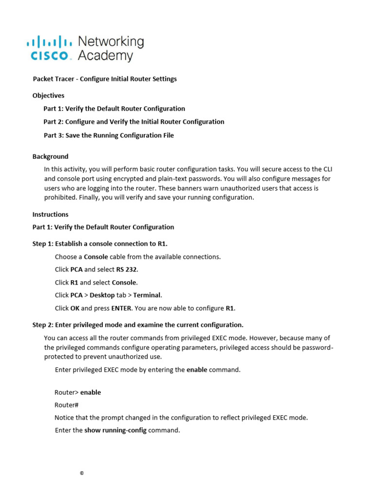 Initial Router Configuration Guide | PDF | Command Line Interface ...