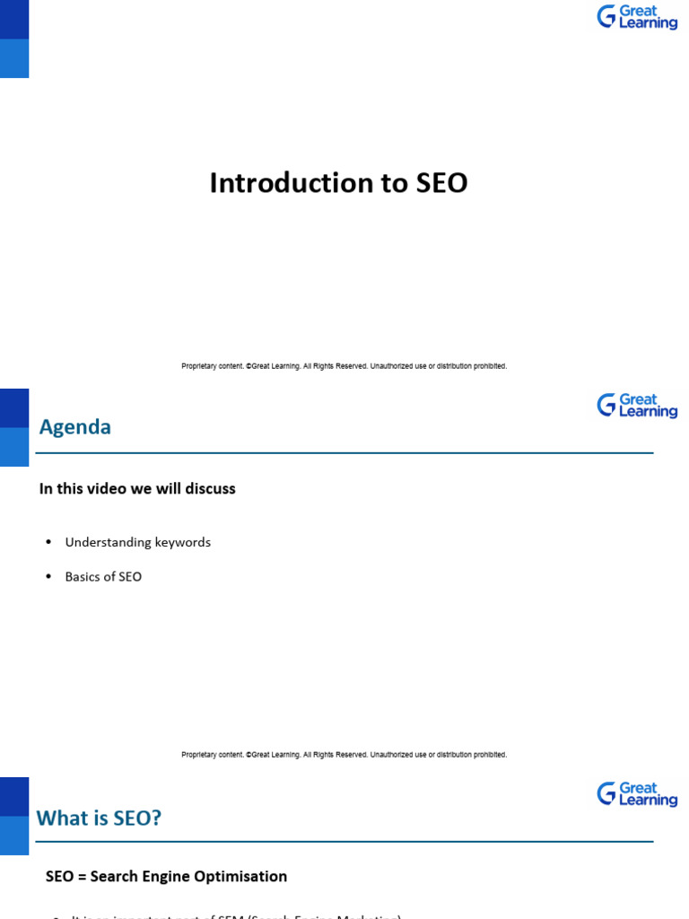 Introduction to SEO Basics | PDF | Search Engine Optimization | Search ...