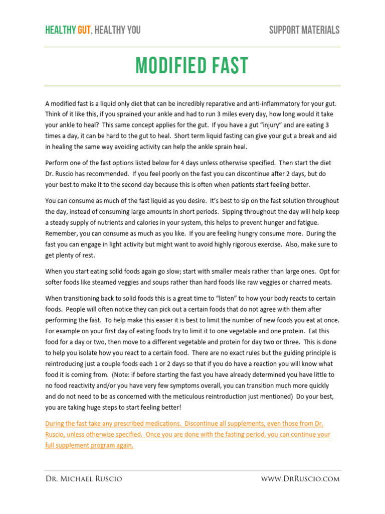 1 Modified Fast Instructions | PDF | Dieting | Soup