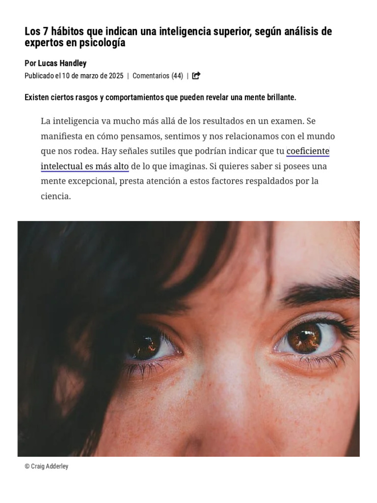 Los 7 Hábitos Que Indican Una Inteligencia Superior, Según Análisis de ...