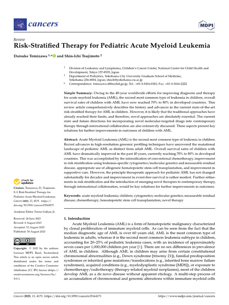 Risk-Stratified Therapy For Pediatric AML | PDF | Clinical Medicine ...