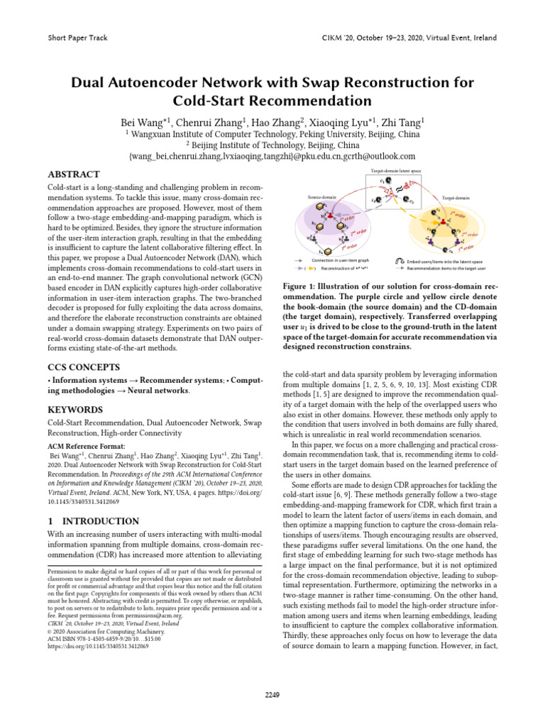Dual Autoencoder Network With Swap Reconstruction For Cold-Start ...