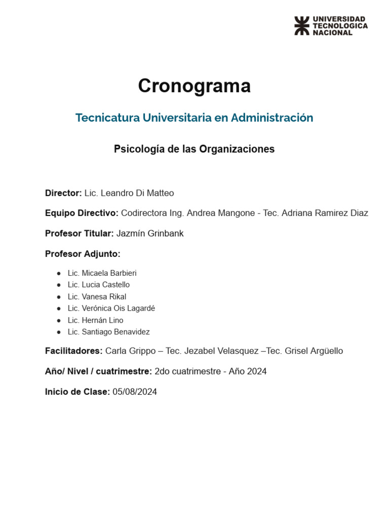 Cronograma PO 2C 2024 | PDF | Sicología