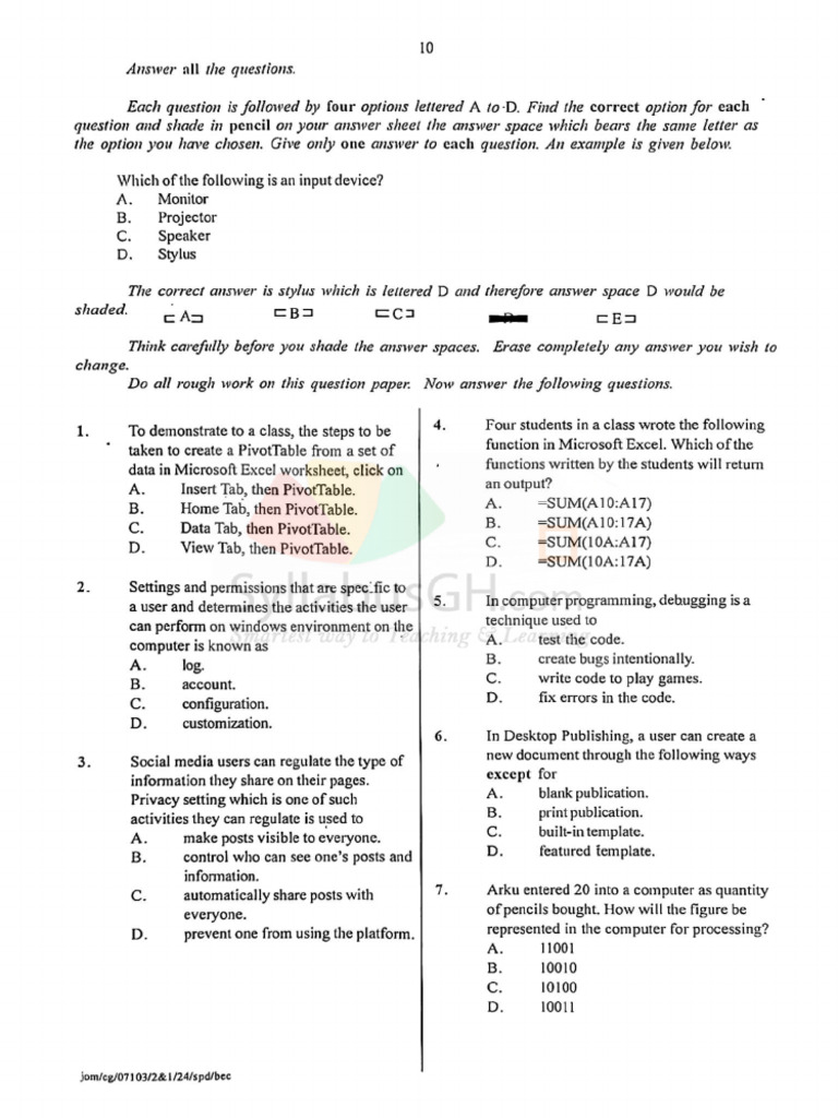 2024 Bece Computing 1 | PDF