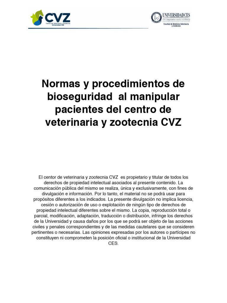 Normas de Bioseguridad en CVZ | PDF | Infección | Lavado de manos