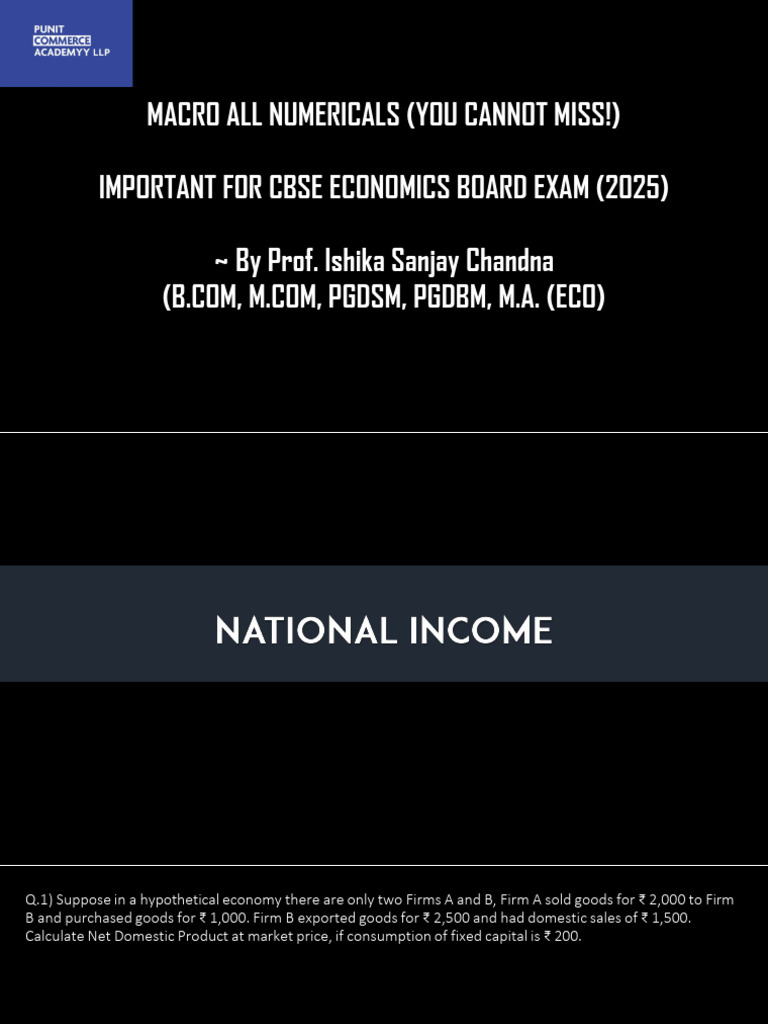 Essential Numerical Problems in Economics | PDF | Consumption Of Fixed ...