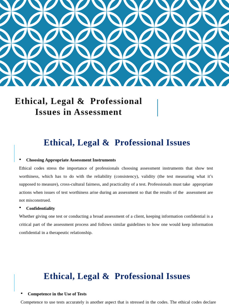 Ethical and Legal Issues in Assessment | PDF | Consent | Privacy