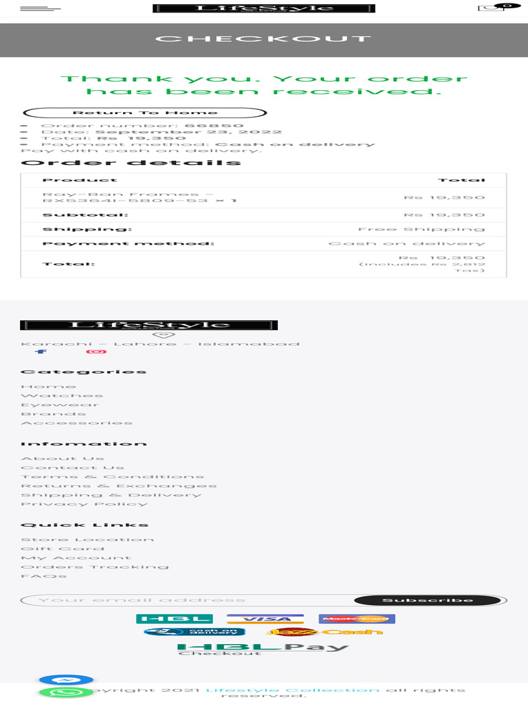 Order Confirmation - Lifestyle Collection | PDF