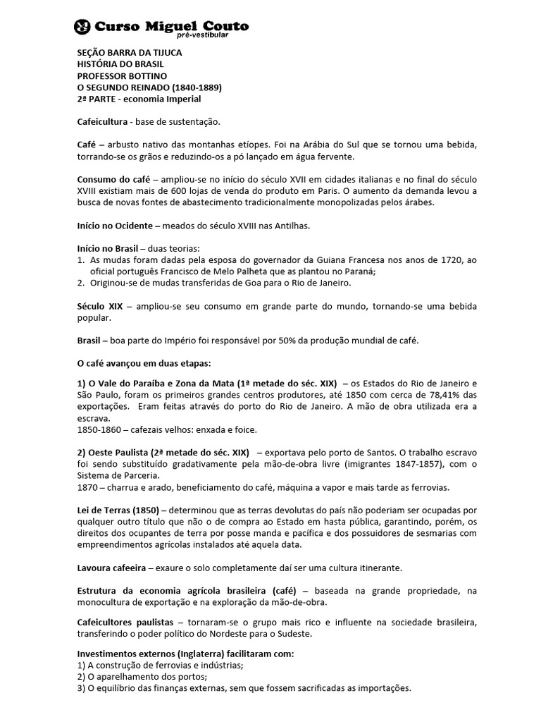 15- Período Monárquico(1822-1889) - O Segundo Reinado (pt 2) | PDF ...