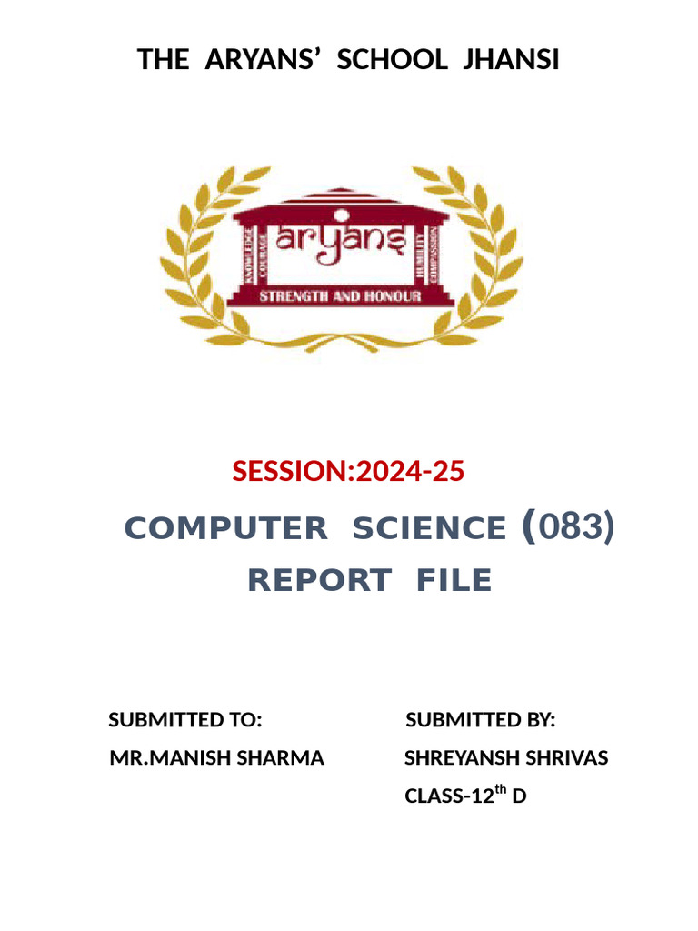 Shreyansh's Computer Science Report | PDF | Encryption | Text File